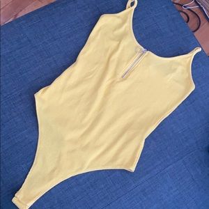 Yellow zip bodysuit